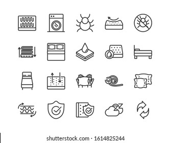 mattress comfortable soft textile icons set linear design vector illustration