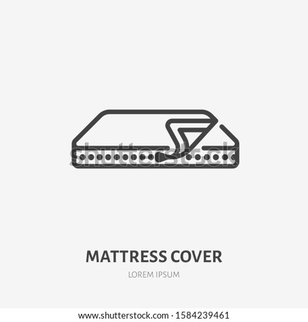 Mattress cover line icon, vector pictogram of covering. Bed linen, interior illustration, home textile sign.