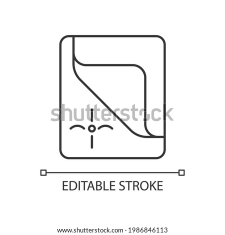 Mattress cover linear icon. Bed duvets. Soft clean sheets. Dust protector. Textile products. Thin line customizable illustration. Contour symbol. Vector isolated outline drawing. Editable stroke
