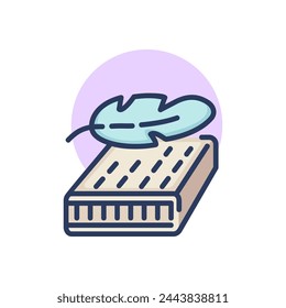 Matratze mit Feder dünne Linie Symbol. Vogel, weich, Ruheschild. Komfort- und Schlafkonzept. Vektor-Illustrations-Symbolelement für Webdesign und Apps