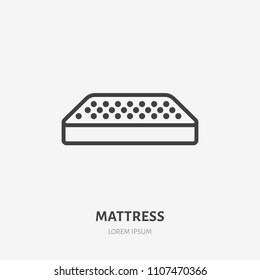 Mattress Flat Line Icon. Bedding Sign. Thin Linear Logo For Interior Store.