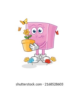 the mattress with a flower pot. character vector