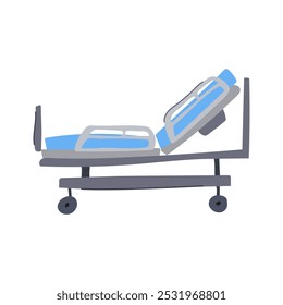 mattress hospital bed cartoon. rails headboard, footboard wheels, height tilt mattress hospital bed sign. isolated symbol vector illustration