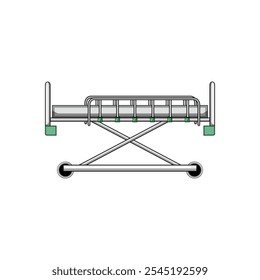 mattress hospital bed cartoon. rails headboard, footboard wheels, height tilt mattress hospital bed sign. isolated symbol vector illustration