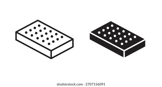 Mattress icon in a black stroke vector design and flat solid version on white background