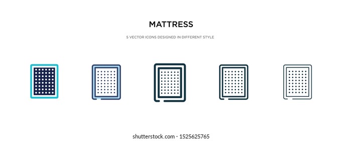 mattress icon in different style vector illustration. two colored and black mattress vector icons designed in filled, outline, line and stroke style can be used for web, mobile, ui