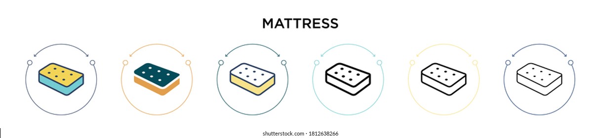 Mattress icon in filled, thin line, outline and stroke style. Vector illustration of two colored and black mattress vector icons designs can be used for mobile, ui, web