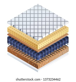 Mattress icon. Isometric of mattress vector icon for web design isolated on white background
