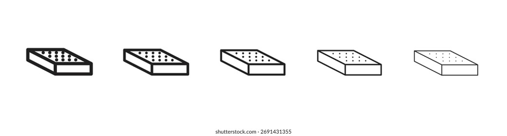 Matratzensymbol, Umriss, Vektorlogo, lineares Piktogramm einzeln