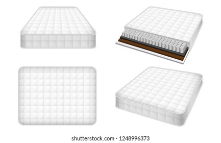 Mattress icon set. Realistic set of mattress vector icons for web design