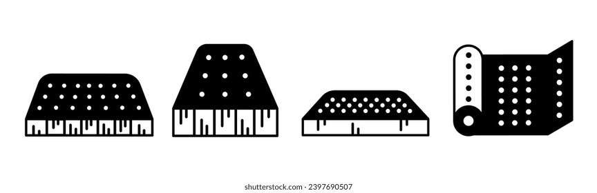 Mattress icon vector black and white Illustration design for business. Stock vector.