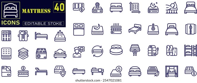 Mattress icons. Set icon about Mattress. Mattress line icons. Mattress Industrial icons.