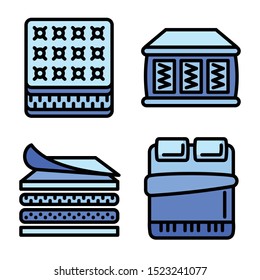 Mattress icons set. Outline set of mattress vector icons for web design isolated on white background