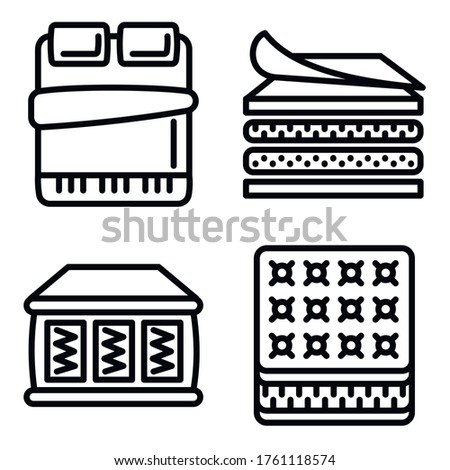 Mattress icons set. Outline set of mattress vector icons for web design isolated on white background