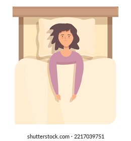 Mattress insomnia icon cartoon vector. Sleep disorder. Woman sleepless