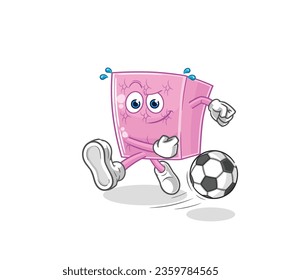 the mattress kicking the ball cartoon. cartoon mascot vector