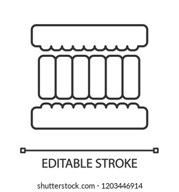 Mattress layers linear icon. Thin line illustration. Latex, memory foam or coconut filler. Springless mattress cut out. Contour symbol. Vector isolated outline drawing. Editable stroke