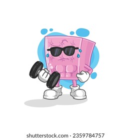 el colchón levantando el vector dumbbell. personaje de caricatura