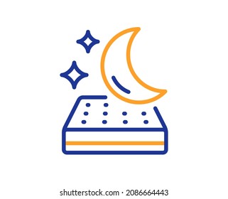 Mattress line icon. Night sleep bed rest sign. Moon symbol. Colorful thin line outline concept. Linear style mattress icon. Editable stroke. Vector