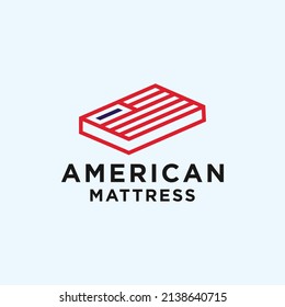 mattress logo with american flag icon vector silhouette illustration