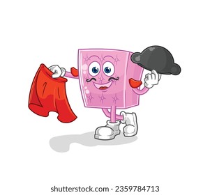 the mattress matador with red cloth illustration. character vector