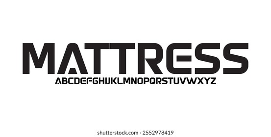 Mattress, minimal tech font letter set. Luxury vector typeface for company. Modern gaming fonts logo design.
