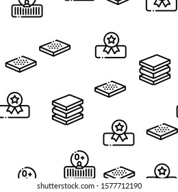 Mattress Orthopedic Seamless Pattern Vector Thin Line. Illustrations