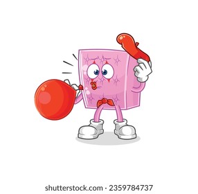 the mattress pantomime blowing balloon. cartoon mascot vector