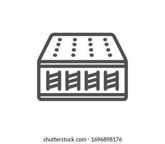 Mattress pocket spring line icon. Orthopedic sprung pad sign. Breathable sleep bed symbol. Quality design element. Editable stroke. Linear style mattress icon. Vector