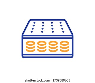 Mattress pocket spring line icon. Orthopedic sprung pad sign. Breathable sleep bed symbol. Colorful thin line outline concept. Linear style mattress icon. Editable stroke. Vector