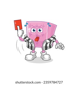 the mattress referee with red card illustration. character vector