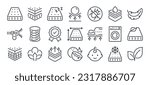 Mattress related editable stroke outline icons set isolated on white background flat vector illustration. Pixel perfect. 64 x 64.