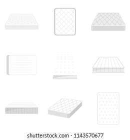 Mattress squab bedding icons set. Flat illustration of 9 mattress squab bedding vector icons isolated on white