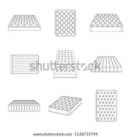 Mattress squab bedding icons set. Outline illustration of 9 mattress squab bedding vector icons for web