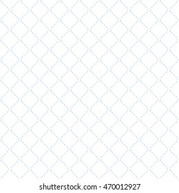 Mattress Texture Single Stitch Seamless Pattern - Blue Elements on White Background - Flat Graphic Style