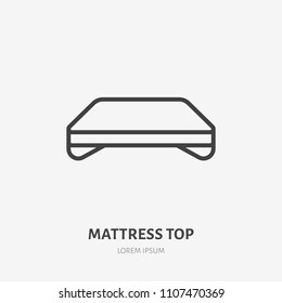 Mattress Top Flat Line Icon. Bedding Sign. Thin Linear Logo For Interior Store.