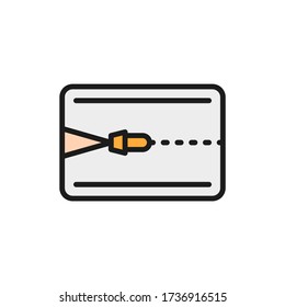 Mattress topper, zipper for mattress flat color line icon.