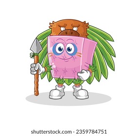 the mattress tribal man mascot. cartoon vector