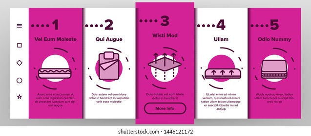 Mattress Types And Material Vector Onboarding Mobile App Page Screen. Orthopedic And Antiallergic Comfortable Mattress. Bio And Organic Breathable Bedding Isolated Contour Illustration