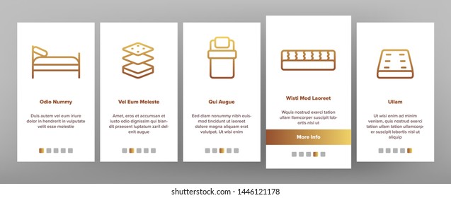 Mattress Types And Material Vector Onboarding Mobile App Page Screen. Orthopedic And Antiallergic Comfortable Mattress. Bio And Organic Breathable Bedding Isolated Contour Illustration