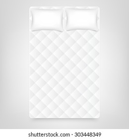 Mattress vector. Two pillows on white mattress.