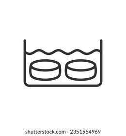 Maturation of cheese in brine, linear icon. Cheese making stage. Line with editable stroke