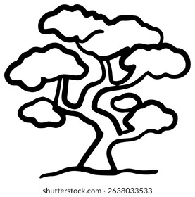 Mature black outline bonsai tree.