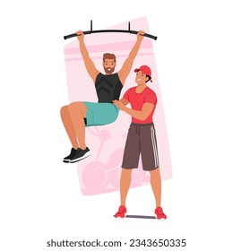 Mature Character Undergoing Personalized Training With A Personal Coach. Tailored Workouts And Guidance To Achieve Fitness Goals And Improve Health And Wellbeing. Cartoon People Vector Illustration