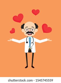 Mature Doctor cartoon vector illustration