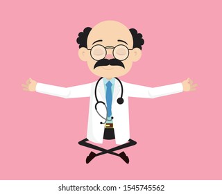 Mature Doctor cartoon vector illustration