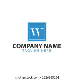 mature and elegant letter W isolated on blues square