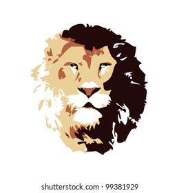 Mature lion head facing front vector