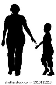 Mature with little child on white background