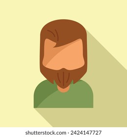 Mature male beard icon flat vector. Portrait photo. Style aged model